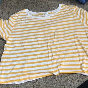 Yellow striped shirt, fits more like a crop top.